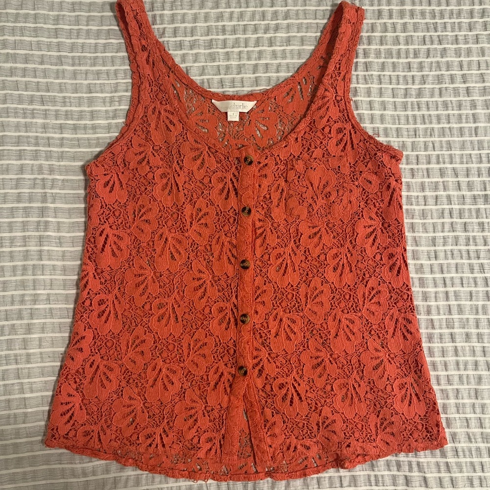 Charming Charlie lace flower tank